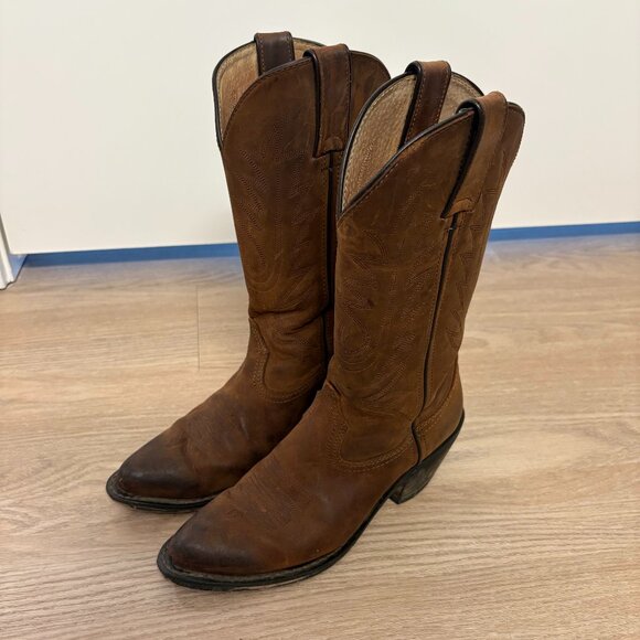 Durango Brown Leather Western Cowboy Boots - Picture 1 of 9